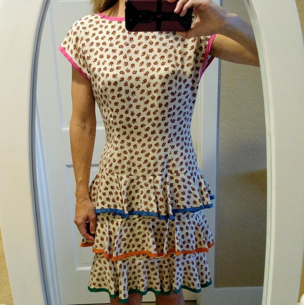 Oscar de la Renta tan flowered dress